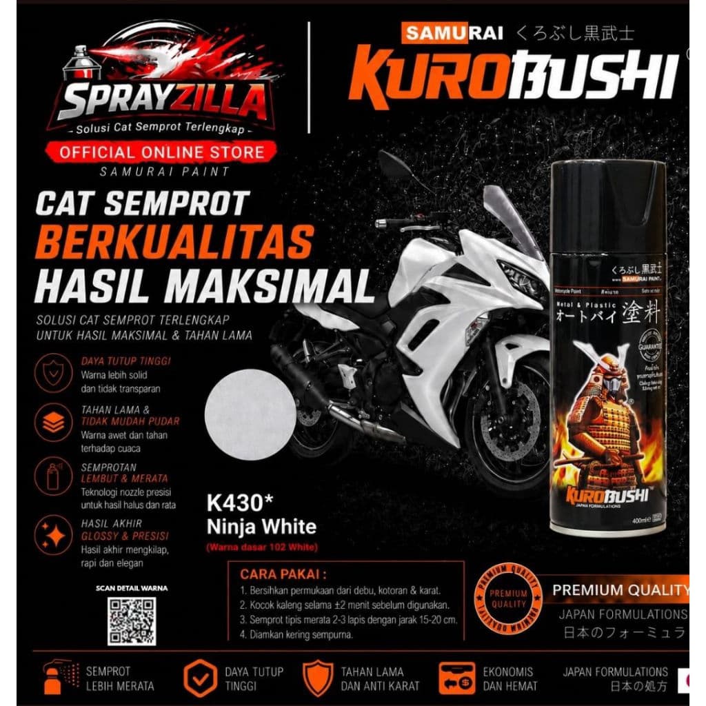 Samuraipaint, Kawasaki Ninja White K430 Cat Aerosol Kualitas Kompresor