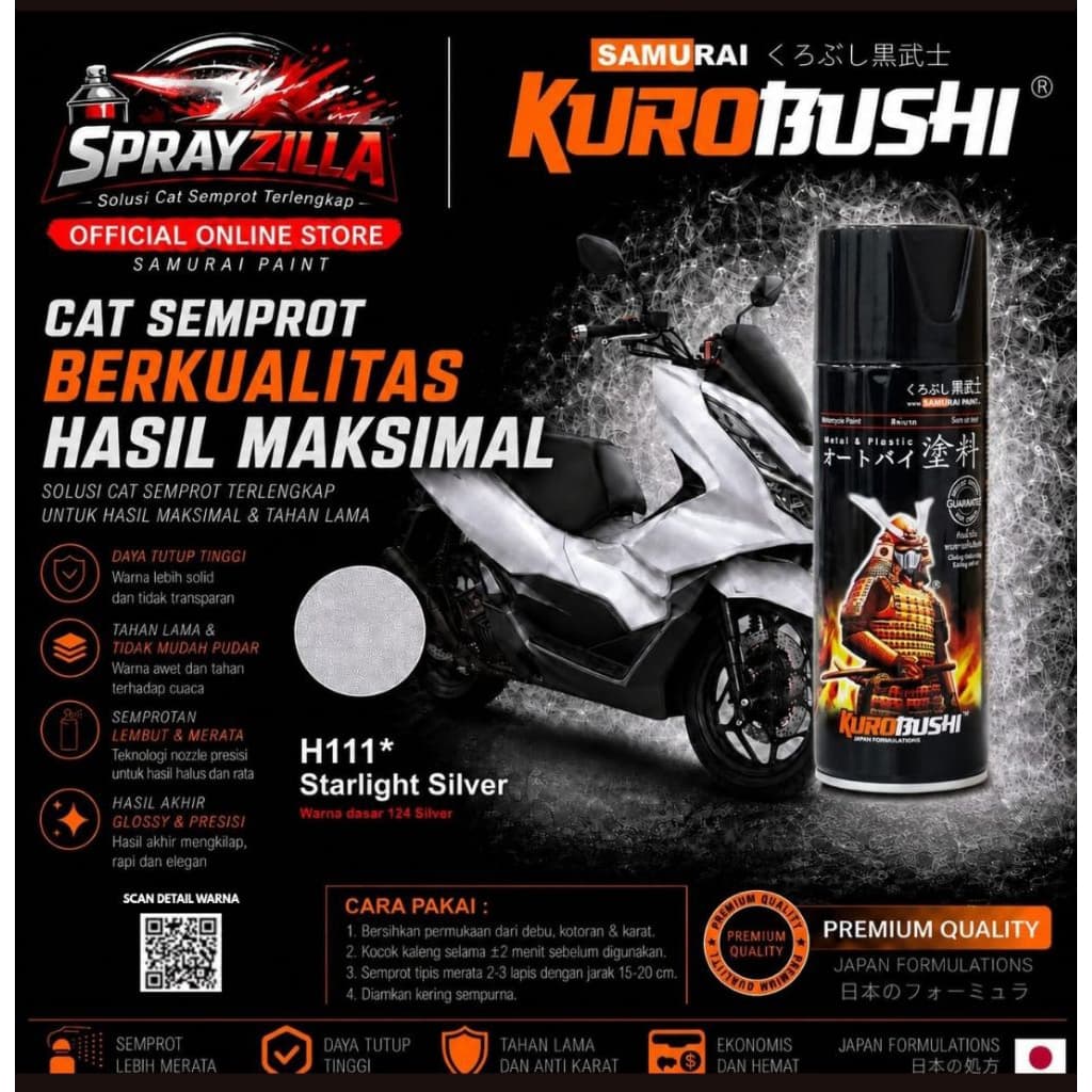Samuraipaint, Starlight Silver H111* Cat Aerosol Kualitas Kompresor