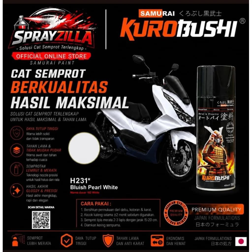 Samuraipaint, Blush Pearl White H231 Cat Aerosol Kualitas Kompresor