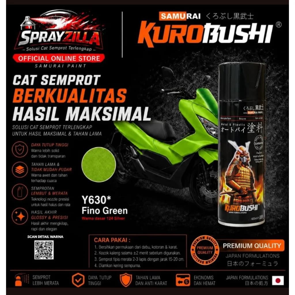 Samuraipaint, Fino Green Blue #Y630* Cat Aerosol Kualitas Kompresor