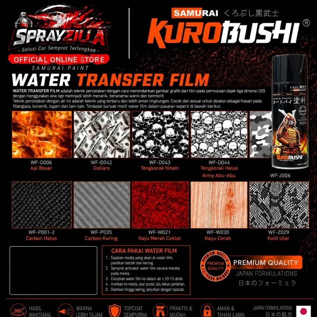 Samurai Paint Water Film Transfer Motif Premium Quality
