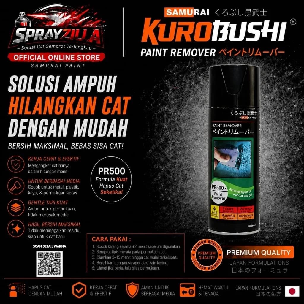 Samurai Paint Paint Romover PR500* Cat Aerosol Kualitas Kompresor