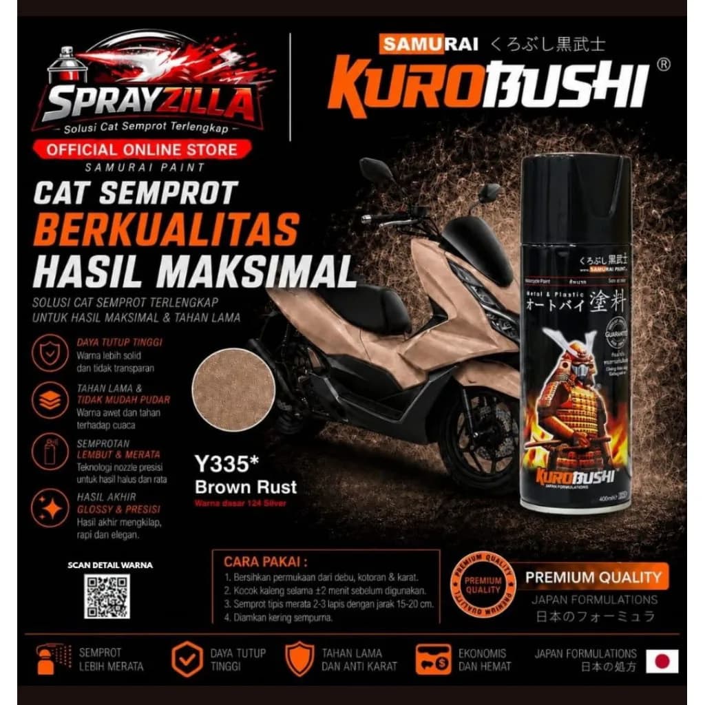 Samuraipaint, Brown Rust #Y335* Cat Aerosol Kualitas Kompresor