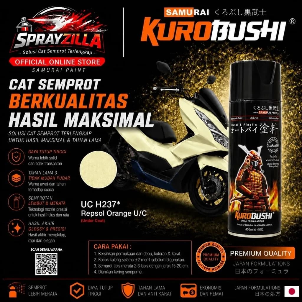 2 Coat System Repsol Orange UC + TC H237 Cat Aerosol Kualitas Kompresor