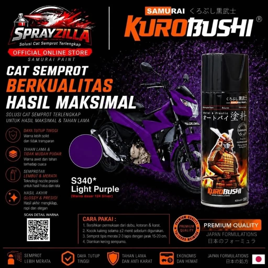 Samuraipaint, Suzuki Light Purple S340 Cat Aerosol Kualitas Kompresor